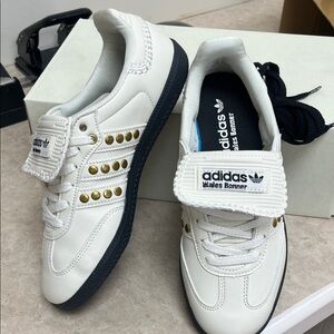 Adidas White and Gold Studded Sneakers